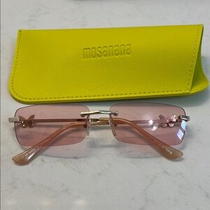 Pink Sunglasses, early 2000’s style, butterfly detail on side